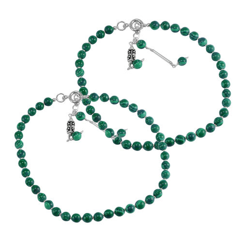 Mz At-20036 Green Malachite Gemstone Anklet 925 Sterling Silver Beaded Anklet For Women Gender: Unisex