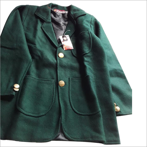 Dark Green Plain School Coat