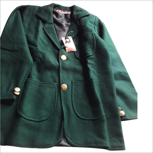 Dark Green Plain School Coat Gender: Unisex