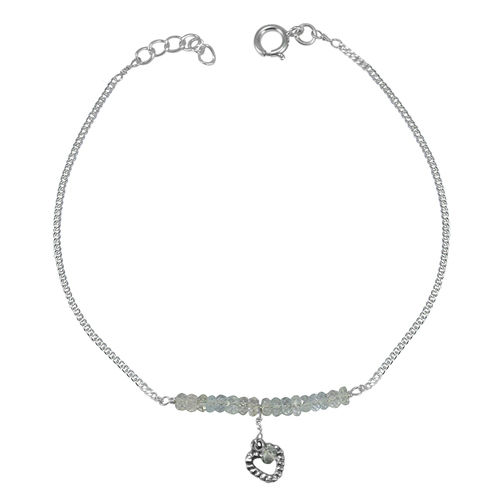 Mz At-20043 Natural Aquamarine Gemstone Anklet 925 Sterling Silver Beaded Anklet For Women & Girls Gender: Unisex