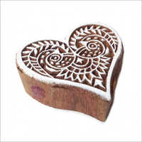 Abstract Floral Heart Design Wooden Printing Stamp