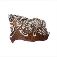 3.9 Inch Traditional Printing Block Large Horse Pattern Big Wooden Stamp