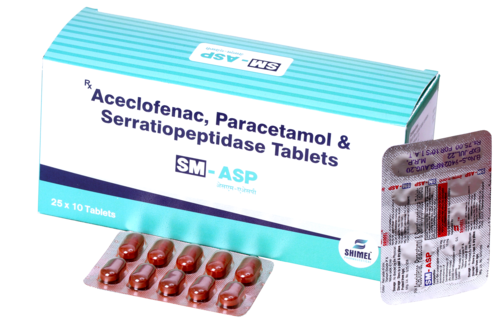 SM-ASP Aceclofenac Paracetamol and Serratiopeptidase Tablet