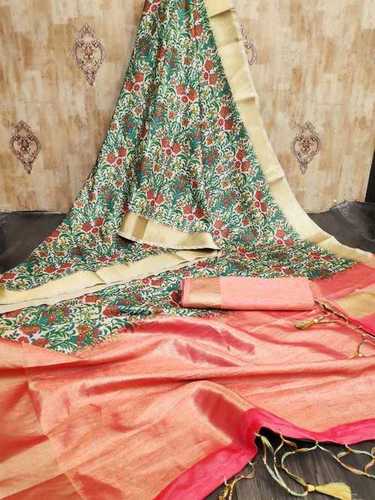 Ethnic Raw Silk Sarees With Digital Prints