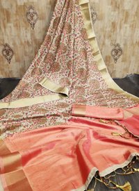 Raw Silk Sarees With Digital Prints