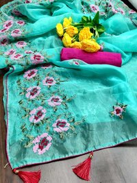ORGANZA EMBROIDERY WORK SAREES