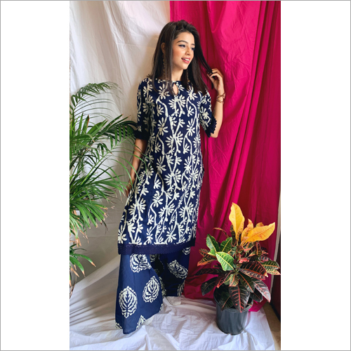 Ladies Navy Cream Color Ethnic Suit By SHADES OF YOU