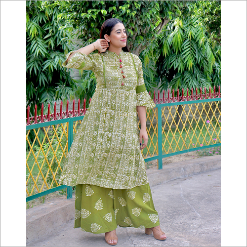 Ladies Mehendi Color Ethnic Suit
