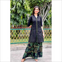 Ladies Black Green Yellow Color Ethnic Suit