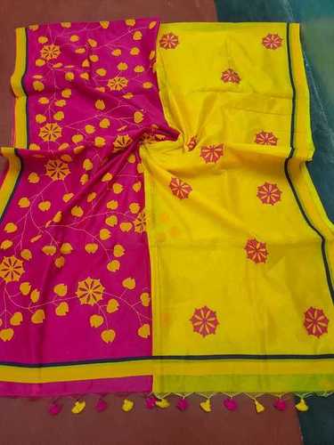 Multi Colour Applique Cotton Silk Saree