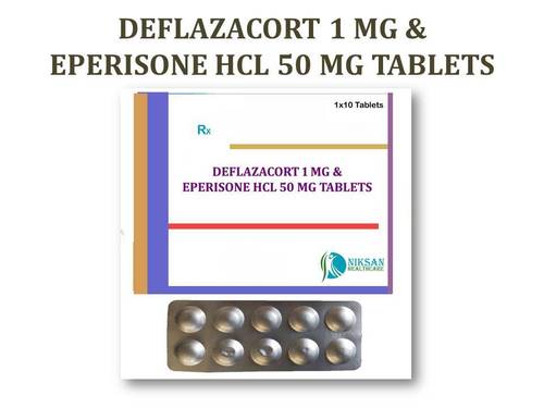 DEFLAZACORT 1 MG & EPERISONE HCL 50 MG Tablets - Alu-Alu Blister, Round Shape, 10 Count | Muscle Relief, Pain Reduction, Dual Action, Fast Acting, GMP Certified
