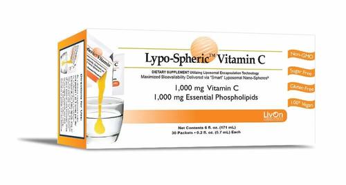LivOn Labs Lypo-Spheric Vitamin C Powder - 1,000 mg per Packet, 30 Vegetarian Packets with Essential Phospholipids for Healthy Growth
