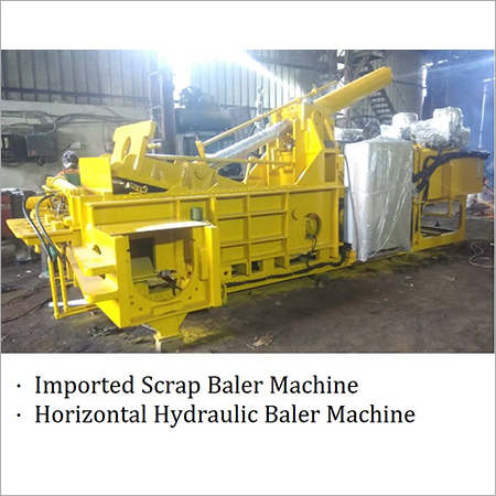 Yellow Horizontal Hydraulic Baler Machine