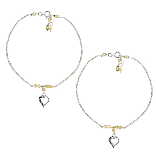 Natural Citrine Round Gemstone Beaded Anklet 925 Sterling Silver Handmade Gemstone Anklet For Girls Gender: Unisex