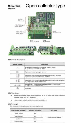 Open Collector Output Type Encoder Feedback PG Card for Delta VFD-V