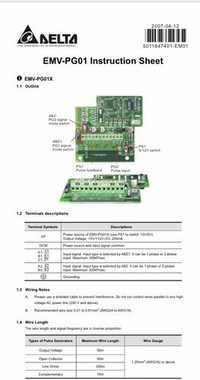 Encoder Feed Back 5V and 12 V PG Card for Delta VE Series AC Drives