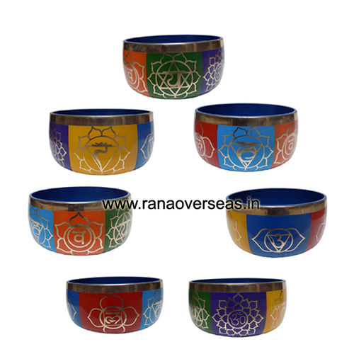 Brass Meditation Bowl Seven Chakra Seven Symbol Seven Colors Singing Bowl