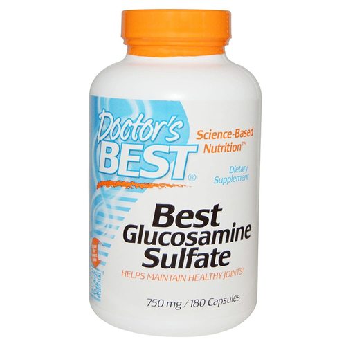 Doctors Best - Glucosamine Sulfate 750 mg, 180 Non-Vegetarian Capsules | Promote Healthy Joint Function & Growth