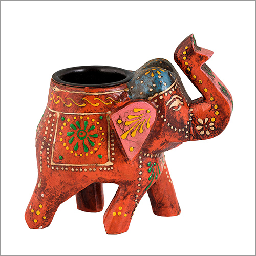Elephant Candle Stand - Wooden Multicolor Design | Durable Indian-Style Artificial Decor