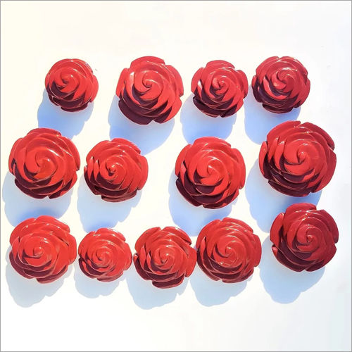 Red Rose Flower Beads Stone