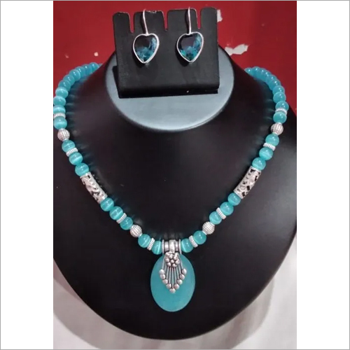 Firoza Stone Necklace With Earrings