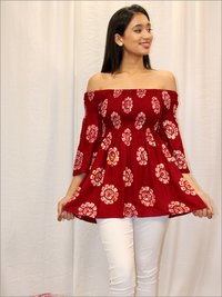 Batik Off Shoulder Blouse in Rayon