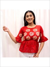 Batik Peplum Top in Cotton