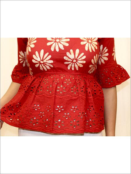 Batik Peplum Top in Cotton