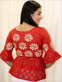 Batik Peplum Top in Cotton