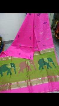 Elephant Design Cotton Silk Saree