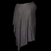 Wool Nylon Side Neck Embellished Poncho