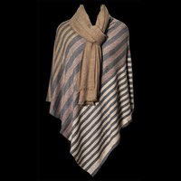 Wool Nylon Stripe Poncho