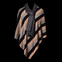 Wool Nylon Stripe Poncho