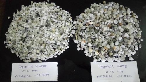 Panther White Crushed Stone Chips Calcium Carbonate Poltri Feed Terrazzo Flooring Construction Aggregate Size: 2-4 Mm & 4-8 Mm