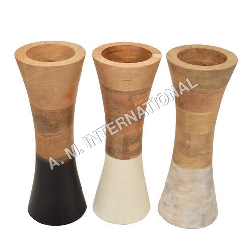 Natural Color Double Tone Wooden Vase