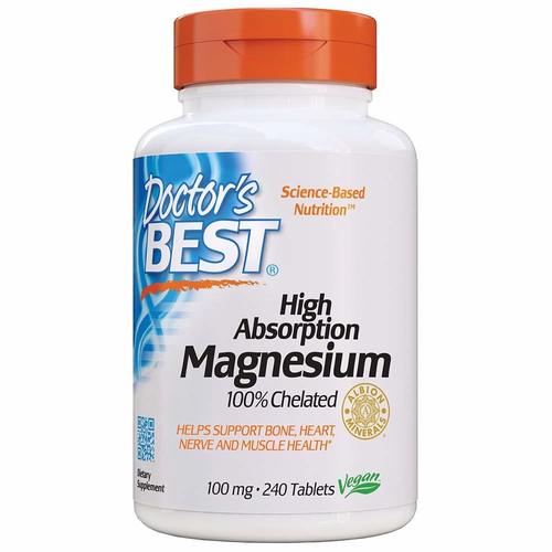 Doctors Best High Absorption Chelated Magnesium - 240 Tablets | Vegan Supports Heart Health Promotes Cellular Energy