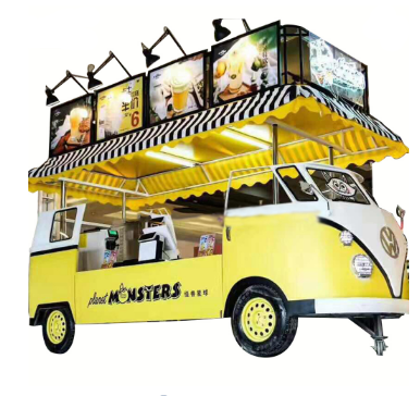 Retro Food Truck With Stainless Steel Kitchen Equipment