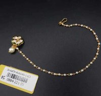 Kundan Nath - Kundan Gold Plating, Pearl Chain Design , Floral Style With Exquisite Stones For Memorable Special Occasions At Vivah Creations