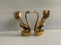 Brass Cutlery Set - Brass Material, 6x4x2 Inches, Gold Color | Ornamental Serving, Elegant Design, Fine Craftsmanship, Decorative Collectible