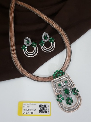 American Diamond Necklace Set - Rhodium Plating, Excellent Cut with Laser Drilling & Filled Diamonds | Stunning Stone Accents for Memorable Occasions