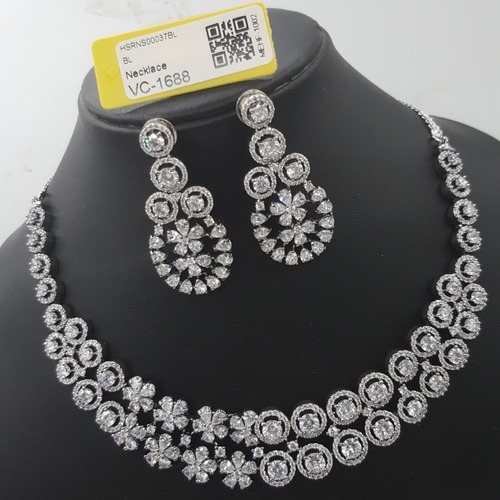 American diamond necklace set with earrings