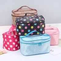 Women Cosmetic Bag Organizer - Canvas Material, 19 X 11.5 X 10 Cm, Random Color With Printed Design, Zipper Top Closure, Ideal For Cosmetic Storage