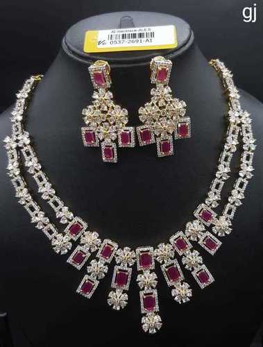 American Diamond Necklace Set Excellent