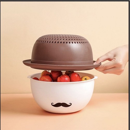 Strainer With Basket - Plastic, 25.5 x 14 Cm, Random Colors | Kitchen Storage Solution, Ideal for Efficient Food Preparation and Drainage