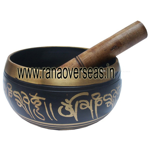 Antique Bronze Metal Tibetan Singing Bowl With Stick