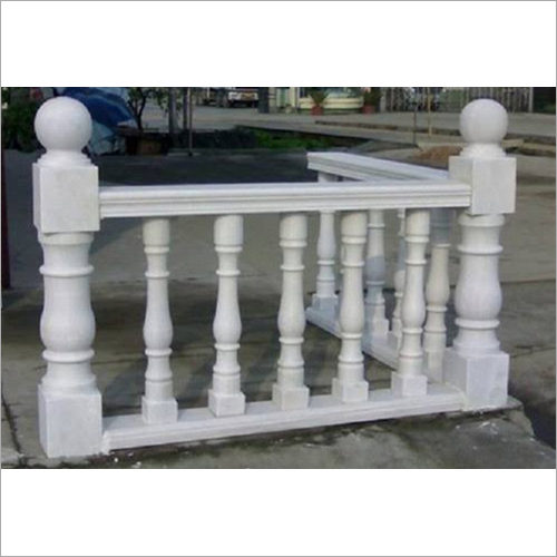 White Marble Pillar With Railing By M. M. MAKRANA MARBLES