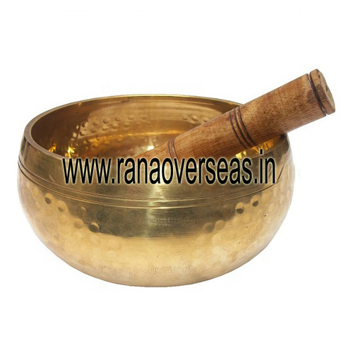Brass Metal Tibetan Plain Polished Singing Bowl With Stick