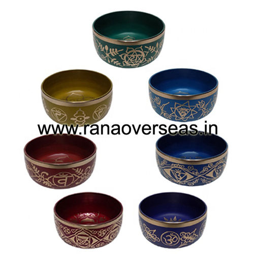 Brass Set Of Seven Chakra Singing Bowl Set