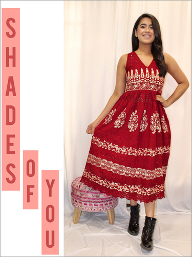 Batik Schiffli Dress in Cotton
