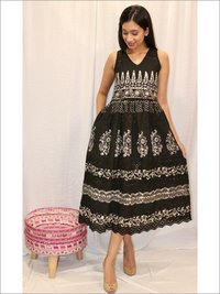Batik Schiffli Dress in Cotton